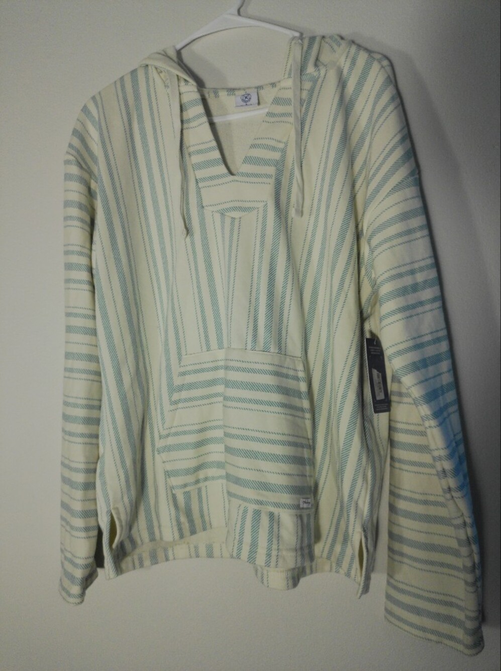 Reef Waters Unisex Hurley Striped Button-Down Shirt in Cream and Light Blue